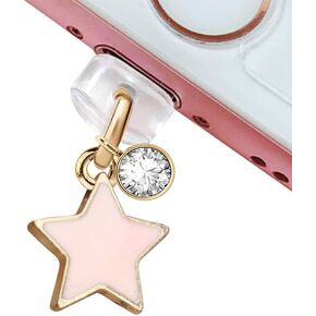 EIISE & FONDA CP20 USB Charging Port Anti Dust Plug Star Pendant Phone Charm for iPhone 11/ XS MAX/XR/X/8 Plus/7/6S/6/SE iPad iPod (pink)