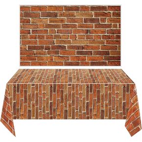 Chuangdi 12 Sheets 4.5 x 9 Feet Brick Stone Wall Backdrop Tablecloths Medieval Castle Party Decoration Wallpaper Curtain Door Removable Brick Photo Backdrop for Birthday Halloween Party(Dark Gray)