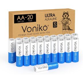Voniko AA Batteries 20 Pack - Alkaline Double A Battery - Ultra Long-Lasting, Leakproof 1.5v Batteries - 10-Year Shelf Life