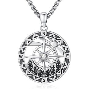 Compass Necklace for Women Graduation Sterling Silver Cubic Zirconia Compass Pendant Necklace Rose Gold Compass Jewelry Graduation Gift for Her Jewelry
