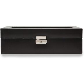 WOLF Heritage 10-Piece Watch Box with Glass Cover, Black