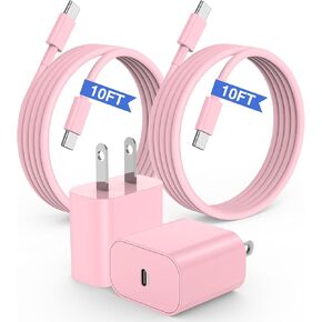 iPhone 15 16 Charger, 20W USB C Fast Charging Block and 10ft Type C to C Cable Cord Long for Apple iPhone 15 Plus/15 Pro Max/16 Pro,iPad Pro 12.9/11 inch/4/3Gen,iPad Wall Plug Power Adapter Cube Brick