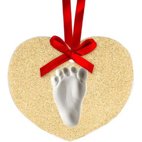 Lil’ Peach Baby’s Handprint or Footprint Ornament Kit, DIY Babyprint Holiday Keepsake for New and Expecting Parents, Gender-Neutral Baby Accessory, White