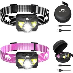 2x Headlamp Rechargeable Flashlights, 12+ Hour Battery Life Headlight, 1200 Lumen Super Bright LED Head Lamps, 8 Modes Waterproof Motion Sensor Head Lamp, Adults Kids Camping Running Hiking in Saudi Arabia