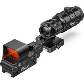 CVLIFE EagleFeather S02 Multiple Reticle Red Dot and Magnifier Combo, 40mm Large Lens Red Dot with 3X Magnifier, Absolute Co-Witness, Red Dot Magnifier, Flip-to-Side Red Dot Sight Magnifier