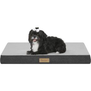 Pet Mattress, Small to Medium Dog and Cat Mattress, 2-in-1 Cool Gel Infused with High Density Foam Calming Pet Mattress, Chew Proof Rectangle Crate Mattress, Anti-Slip Pet Bed, Dream, Ash Grey
