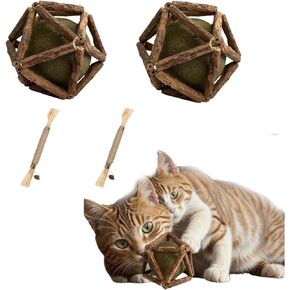 Kamanda Cat Catnip Toy,Huge Cat Mint Ball Toy Cat Toys Natural Silvervine Stick Cage Balls for Indoor Cats Kitten Cat Cleaning Teeth Molar,Cat Toys for Indoor Cats Cat Chew Toy for All Breeds