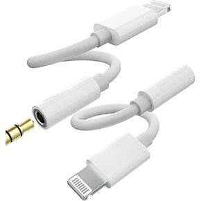 Lightning to 3.5mm Splitter(2Pack)iPhone Aux Adapter for Headphone Jack Cable Dongle for MFI Certified Audio Adaptador Para Music Earbud Earphone Cord Connector for 14 13 12 11 Pro Max 7 8 Plus Ipad