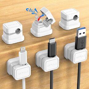 6 Pack Cord Organizers, Y-Shape Locking Switch Cable Holders, SKYULE Desk Cable Management Clips, Adhesive Wire Holder Organizer for Office, Car, Kitchen and Workspace (Black)