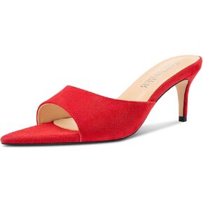 TNYNFBEB Womens Mid Heel Pointed Toe Sandals Mules Shoes Slip-on Slingback Prom Party Dress Basic Classic Summer 2.6 Inches Heels