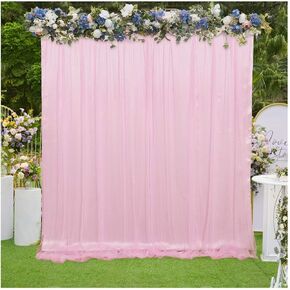 Ivory Tulle Backdrop Curtains 5ftx7ft Weddings Backdrop Drapes for Baby Shower Party Photo Wall Stage Ceremony Photography Background