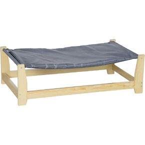 سرير PawHut للحيوانات الأليفة المرتفعة بإطار خشبي للكلاب مع وسادة قابلة للغسل للكلاب الصغيرة والمتوسطة الحجم في الداخل والخارج، مقاس 35.5 بوصة × 20 بوصة × 11 بوصة in Kuwait