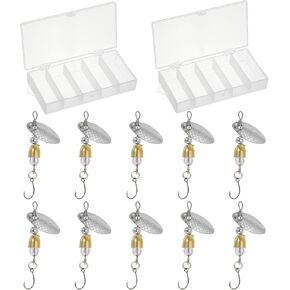 PATIKIL 1/8 oz Fishing Lures Spinnerbait, 10 Pack Single Hook Trout Spinners Casting Fishing Spinner Baits Tackle for Freshwater Saltwater Fishing, Silver Tone