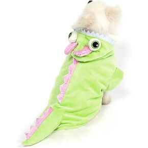 Mogoko Dog Cat Dragon Costumes, Pet Halloween Cosplay Dress, Green Dinosaur Costume for Dogs 12.6" Neck Girth; 16.1" Chest