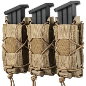 Tactical Triple Mag Pouch, 9mm Molle Magazine Holster, Open-top Pistol Magazine Pouch for 9mm/.40 Calibers 45acp Glock S&W M&P Or Springfield 1911