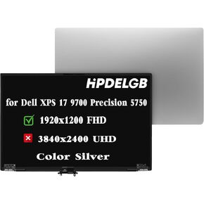 Replacement for Dell XPS 17 9700 9710 Precision 5750 5760 0TVD8G 7JXK8 07JXK8 LCD Screen Display Assembly Panel 17.3 inch 1920x1200 IPS Non-Touch Colour Silver