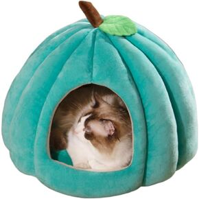 Cat Beds for Indoor Cats, Pumpkin Cat House,Cute Pumpkin Shape Cat Cave Bed Cat Tent with Removable Cushion, Warm Cave Nest Sleeping Bed Puppy House for Cats Small Dogs (Orange, 22 in)