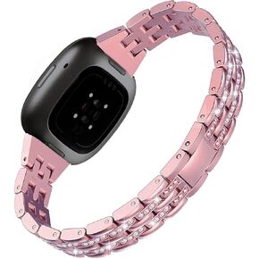 Bling Metal Bands Compatible with Fitbit Versa 4 for Women Fitbit Versa 3 /Fitbit Sense 2 /Fitbit Sense Bands,Adjustable Replacement Straps Including regulator