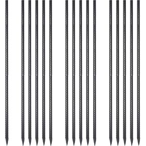 Ground Rebar Stakes 48 Inch 1/2 Inch Diameter Heavy Duty Metal Spikes with Chisel Point End Landscpe Timber Spikes for Garden Camping Plant Support Black Powder Coated (16 Pcs)