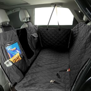 Dog Car Seat Cover for Back Seat Car Hammock, Waterproof Backseat Protector for Dogs, Mesh Window and Multiple Pockets - Fits Cars, SUVs, and Trucks