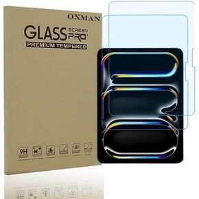 OXMAN Screen Protector for iPad Air 11 Inch 6 Generation [2024 6th Gen], Tempered Glass [Face ID & Apple Pencil Compatible][2 Pack]