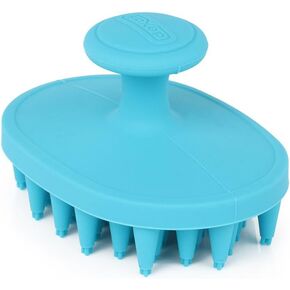 Dexas BrushBuster Silicone Gentle Dog Grooming and Massage Brush, Pro Blue