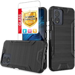 TJS Compatible for Boost Celero5G SC 2024 Case (SC Version Only), with Tempered Glass Screen Protector, Belt Clip Hybrid Kickstand Heavy Duty Magnetic Support Phone Case for Celero 5G SC (Black)