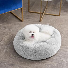 Juicy Couture Devon Faux Fur Medium Pink Round Pet Bed for Dogs and Cats