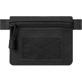 Tactical Compact EDC Pouch, Mini Size Military Molle Zipper Pouch, Utility Molle Attachment Pouch for Coin Purse Keychain Pocket Credit Card Holder Wallet Pack (Black)