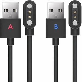 Universal Smart Watch Charger Magnetic 2.84mm [2 Pack] Model A + Model B, Smartwatch Accessories 2 Pin Magnetic Replacement Charger Cable The Charging Distance of Watch is Compatible with 2.5mm - 3mm