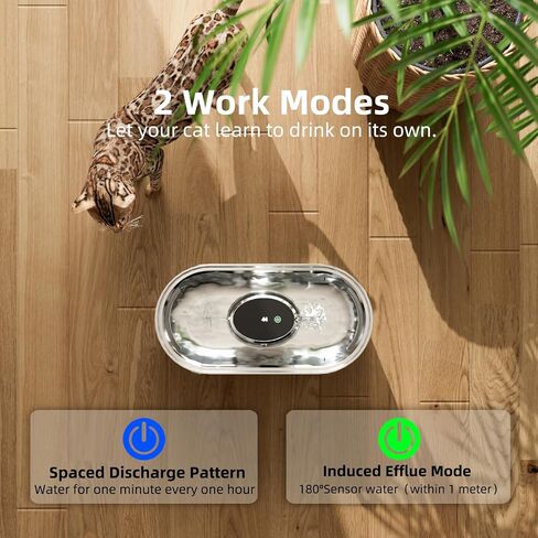Wireless Cat Water Fountain:Stainless Steel Pet Water Fountain,Ultra Quiet Touch Screen Motion Sensor Dispenser, 3L/101oz |2 Filters,Automatic Double Faucet Pet Water Fountain,Place Anywhere in Saudi Arabia