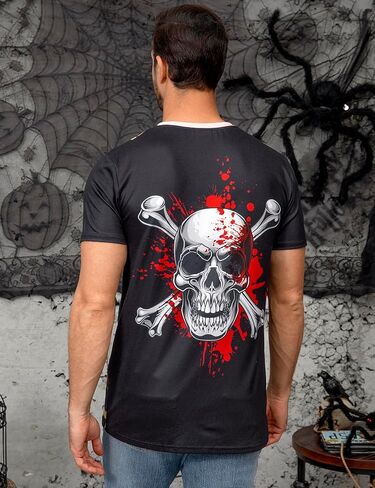 Funny World Men's Pirate T-Shirts Graphic Short Sleeve Halloween Costume in Saudi Arabia