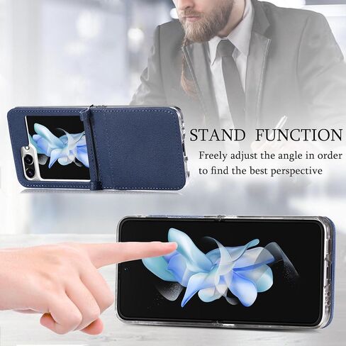 HAOTP Galaxy Z Flip 6 Case,for Samsung Galaxy Z Flip 6 Luxury PU Leather Wallet Protective Phone Case Card Slots Pocket Purse Women Man Cover Case for Samsung Galaxy Z Flip 6 5G Navy Blue in Saudi Arabia