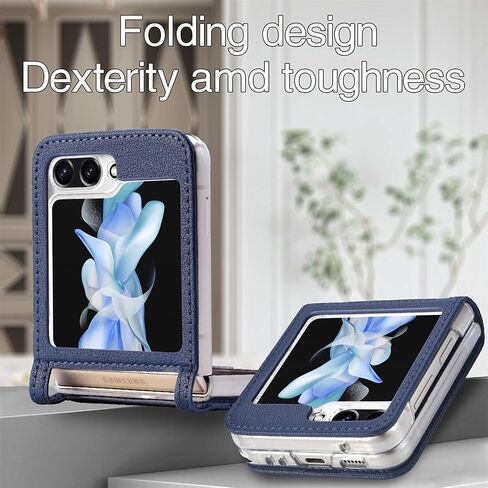 HAOTP Galaxy Z Flip 6 Case,for Samsung Galaxy Z Flip 6 Luxury PU Leather Wallet Protective Phone Case Card Slots Pocket Purse Women Man Cover Case for Samsung Galaxy Z Flip 6 5G Navy Blue in Saudi Arabia