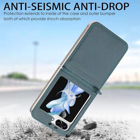 HAOTP Galaxy Z Flip 6 Case,for Samsung Galaxy Z Flip 6 Luxury PU Leather Wallet Protective Phone Case Card Slots Pocket Purse Women Man Cover Case for Samsung Galaxy Z Flip 6 5G Navy Blue in Saudi Arabia