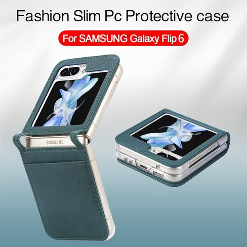 HAOTP Galaxy Z Flip 6 Case,for Samsung Galaxy Z Flip 6 Luxury PU Leather Wallet Protective Phone Case Card Slots Pocket Purse Women Man Cover Case for Samsung Galaxy Z Flip 6 5G Navy Blue in Saudi Arabia