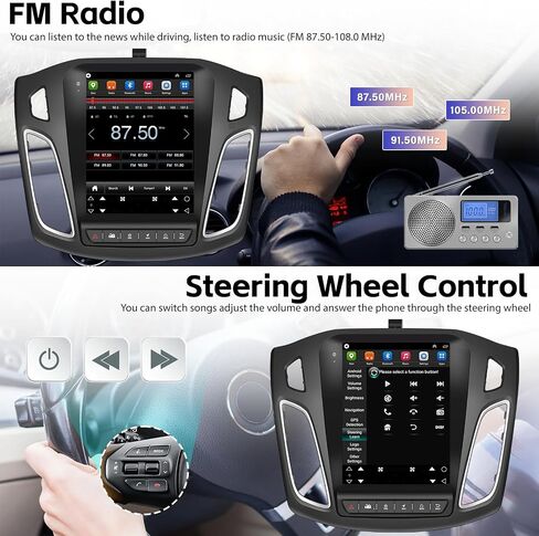 SIXWIN Android Car Stereo for Ford Focus 2012-2018 9.7 Inch Touch Screen Car Radio with Wireless Apple Carplay Android Auto 1G+32G GPS Navigation Bluetooth FM WiFi HiFi Backup Camera MIC in Saudi Arabia