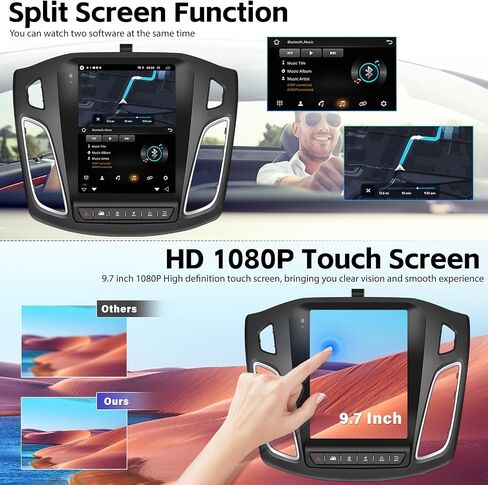 SIXWIN Android Car Stereo for Ford Focus 2012-2018 9.7 Inch Touch Screen Car Radio with Wireless Apple Carplay Android Auto 1G+32G GPS Navigation Bluetooth FM WiFi HiFi Backup Camera MIC in Saudi Arabia