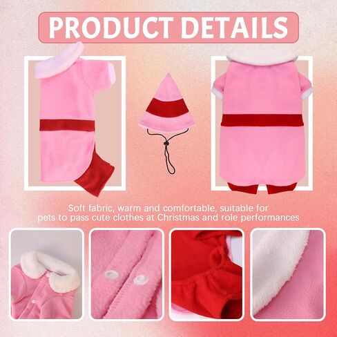 Dog Christmas Outfit with Cap, Funny Dog Elf Outfit, Christmas Dog Clothes for Pets Party Winter Warm Outfit (Green, X-Large) in Saudi Arabia