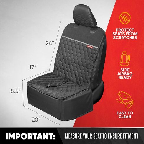 Motor Trend Front Seat Pet Seat Cover for Dogs - Deluxe Waterproof Bucket Style Dog Seat Protector with Foldable Dog Booster Holder, Anxiety Calming, Universal Fit for Cars and Trucks, Black in Saudi Arabia