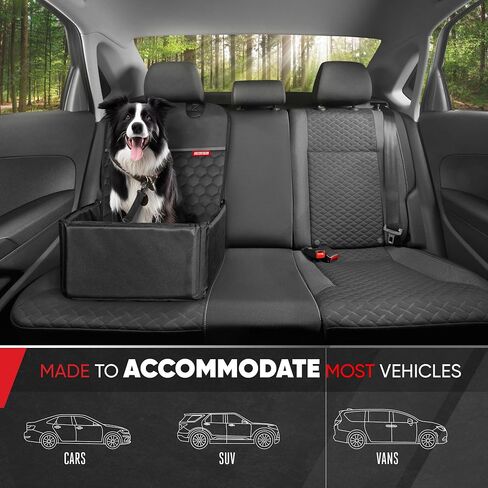 Motor Trend Front Seat Pet Seat Cover for Dogs - Deluxe Waterproof Bucket Style Dog Seat Protector with Foldable Dog Booster Holder, Anxiety Calming, Universal Fit for Cars and Trucks, Black in Saudi Arabia