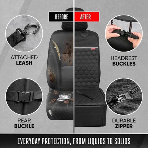 Motor Trend Front Seat Pet Seat Cover for Dogs - Deluxe Waterproof Bucket Style Dog Seat Protector with Foldable Dog Booster Holder, Anxiety Calming, Universal Fit for Cars and Trucks, Black in Saudi Arabia