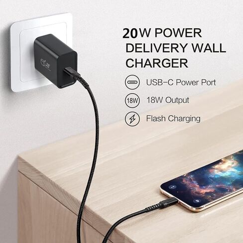 كتلة شاحن USB C، محول طاقة USB C بقدرة 18 وات، قابس شحن سريع من النوع C لهواتف iPhone 15/14/13/12/11/Pro Max/XS/XR/X، وSamsung Galaxy والمزيد in Kuwait