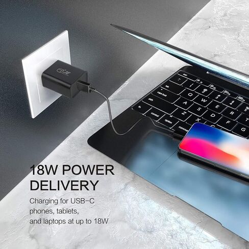 كتلة شاحن USB C، محول طاقة USB C بقدرة 18 وات، قابس شحن سريع من النوع C لهواتف iPhone 15/14/13/12/11/Pro Max/XS/XR/X، وSamsung Galaxy والمزيد in Kuwait