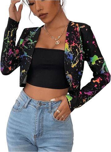 GORGLITTER Women's Open Front Cropped Blazers Long Sleeve Business Casual Lightweight Bolero Jacket in Saudi Arabia