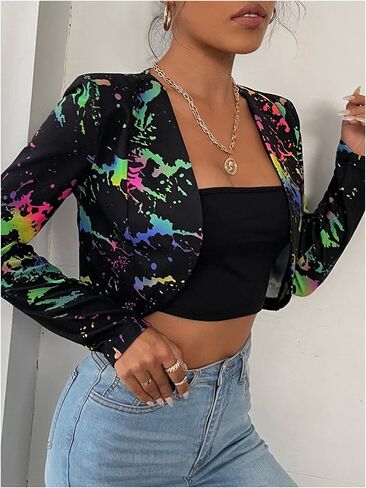 GORGLITTER Women's Open Front Cropped Blazers Long Sleeve Business Casual Lightweight Bolero Jacket in Saudi Arabia