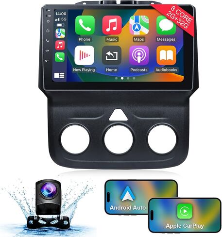 راديو ستيريو للسيارة Android لسيارة Dodge Ram 1500 2500 3500 2013-2018 مع Carplay اللاسلكي Android Auto، 8 Core 9 بوصة تعمل باللمس مع كاميرا احتياطية Bluetooth/WiFi/DPS/EQ (2+32G) in Saudi Arabia