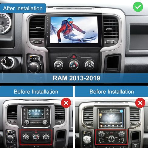راديو ستيريو للسيارة Android لسيارة Dodge Ram 1500 2500 3500 2013-2018 مع Carplay اللاسلكي Android Auto، 8 Core 9 بوصة تعمل باللمس مع كاميرا احتياطية Bluetooth/WiFi/DPS/EQ (2+32G) in Saudi Arabia