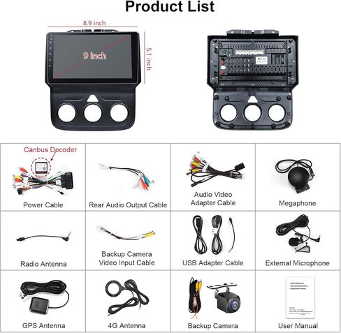راديو ستيريو للسيارة Android لسيارة Dodge Ram 1500 2500 3500 2013-2018 مع Carplay اللاسلكي Android Auto، 8 Core 9 بوصة تعمل باللمس مع كاميرا احتياطية Bluetooth/WiFi/DPS/EQ (2+32G) in Saudi Arabia