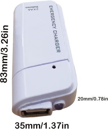 شاحن هاتف يعمل بالبطارية في حالات الطوارئ | بنك طاقة صغير يعمل ببطارية USB ومنفذ طاقة محمول ببطاريتين AA. (أبيض) in Saudi Arabia